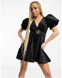 Forever Unique - Puff Sleeve Mini Skater Dress - Lyst