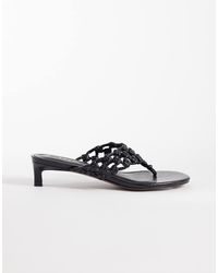 ASOS - Honeybun Knotted Weave Toe Thong Kitten Heel Sandals - Lyst
