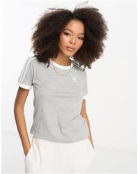 adidas Originals - Adicolor - t-shirt à trois bandes - gris - Lyst