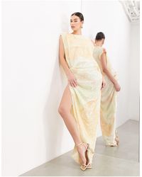 ASOS - Abstract Sequin Open Side Drape Midi Dress - Lyst