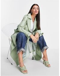 ASOS Leather Trench Coat - Green