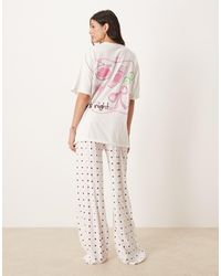 ASOS - Asos Design Tall Oversized Tee And Wide Leg Pants Pyjama Set - Lyst
