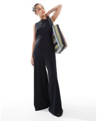 ASOS - Sleeveless Wide Rib Jumpsuit - Lyst