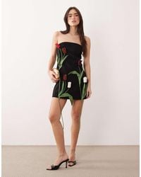 JW PEI - Bandeau 3D Tulip Floral Applique Tailored Mini Dress - Lyst