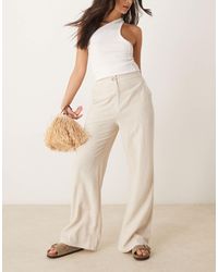ASOS - Relaxed Straight Leg Trousers With Linen - Lyst