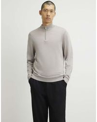 River Island - Slim Fit Half Zip Jumper - Lyst
