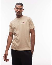 Tommy Hilfiger - T-Shirt Comoda Color Cuoio Con Stemma Del Logo - Lyst