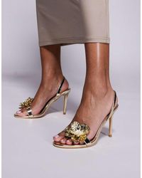Public Desire - Ladybug 3d Floral Mid Heeled Sandals - Lyst