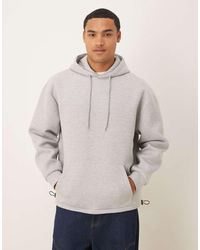 ASOS - Sudadera Gris Jaspeado Extragrande Con Capucha, Bajo Fijo Y Cordón Ajustable De Tejido Efecto Neopreno De - Lyst