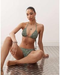 Lacoste - Co-ord Strappy Bikini Top With All Over Croc Print - Lyst