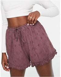 ASOS - Broderie Short With Ruffle Hem And Tie Waist - Lyst