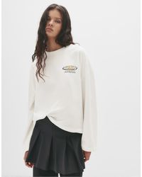 Pull&Bear - T-Shirt Bianca Con Grafica A Scritta Ghiaccio - Lyst