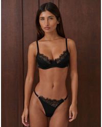 KAT THE LABEL - Rae Satin Lace Underwire Bra - Lyst