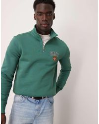 GANT - Sudadera Verde Con Media Cremallera Y Logo Universitario De - Lyst