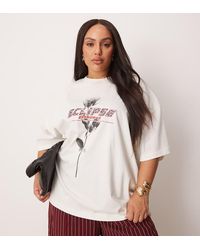 ASOS - Camiseta Extragrande Con Estampado Gráfico De Rosa De Asos Design Curve-Blanco - Lyst