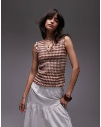 TOPSHOP - V Neck Sleeveless Shirred Top - Lyst