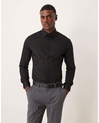 ASOS - Easy Iron Slim Fit Sateen Shirt - Lyst