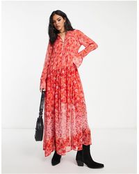 Free People - Button Detail Floral Print Maxi Dress - Lyst