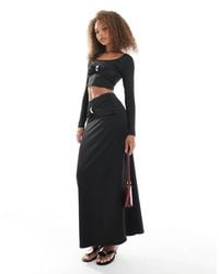4th & Reckless - Gathered Gold Tone Hardware Detail Maxi Skirt - Lyst