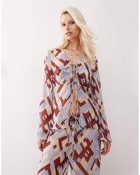 Reclaimed Vintage - Tie Front Sheer Beach Top - Lyst