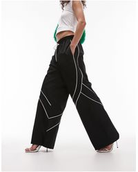TOPSHOP - Wide Leg Nylon Track Pant With Contrast Piping Detail - Lyst
