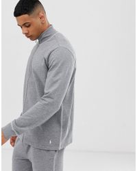 Polo Ralph Lauren Funnel Neck Zip Sweat With Contrast Stitch And Polo Player Logo In Grey - Black