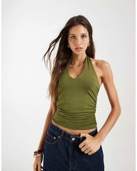 Pieces - Slinky Halter Neck Top - Lyst