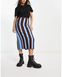 Urban Revivo - Knitted Stripe Midi Skirt - Lyst