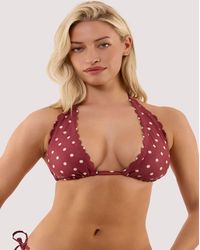 Peek & Beau - Hazel Wine Spot High Apex Triangle Bikini Top - Lyst
