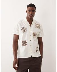 Threadbare - Short Sleeve Shirt With Coral Embroidery Detail - Lyst