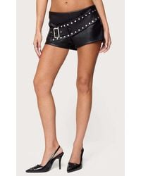 Edikted - Studded Belt Faux Leather Micro Shorts - Lyst