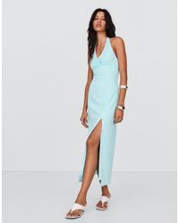 Bershka - Vestito Midi Allacciato Al Collo - Lyst