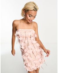 ASOS - Embellished Cut Out Mini Dress With Tassle And Floral Corsage Detail - Lyst