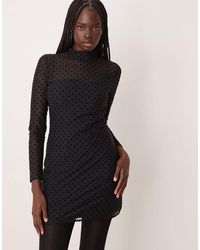 Abercrombie & Fitch - High Neck Open Back Mesh Mini Dress - Lyst