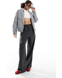 Pieces - Oversized Longline Zip Bomber Jacket - Lyst