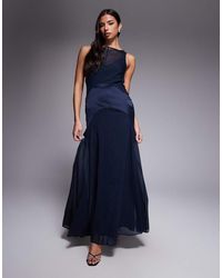 ASOS - Drop Waist Maxi Dress With Satin Mix - Lyst