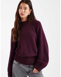 ASOS - Knitted Crew Neck Jumper With Raglan Sleeve - Lyst