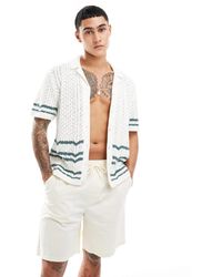 Abercrombie & Fitch - Buttonthrough Open Stitch Stripe Knit Polo - Lyst