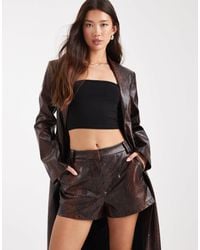 ASOS - Tailored Faux Leather Micro Shorts Co-ord - Lyst