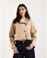 Mango - Teen 100% Cotton Asymmetric Short Trench Coat - Lyst