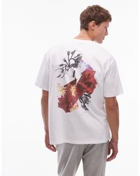 TOPMAN - Oversized Fit T-shirt With Front And Back Scanned Floral Print - Lyst