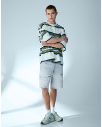 Bershka - Ripped Denim Bermuda Shorts - Lyst