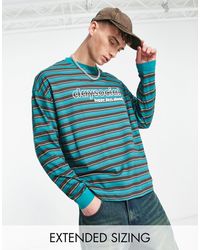 ASOS - Asos - daysocial - t-shirt oversize a maniche lunghe con stampa a righe color verde-azzurro - Lyst