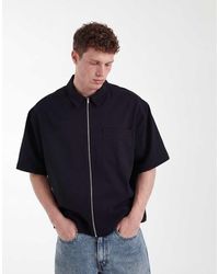ASOS - Boxy Oversized Zip Through Shirt - Lyst