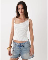 SNDY'S - Knitted Cotton Blend Bead Detail Open Tie Back Top - Lyst