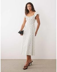 New Look - Polka Dot Milkmaid Midi Dress - Lyst