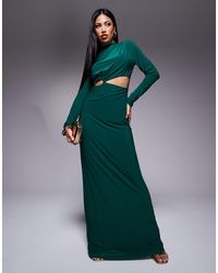 ASOS - High Neck Long Sleeve Maxi Dress With Oversized Trim - Lyst