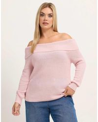 Yours Clothing - Bardot Knitted Jumper - Lyst