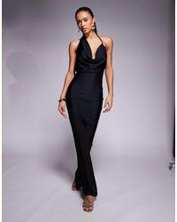 ASOS - Robe mi-longue près du corps avec décolleté plongeant et détails en métal - Lyst