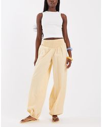 ASOS - Shirred Balloon Linen Blend Pants - Lyst